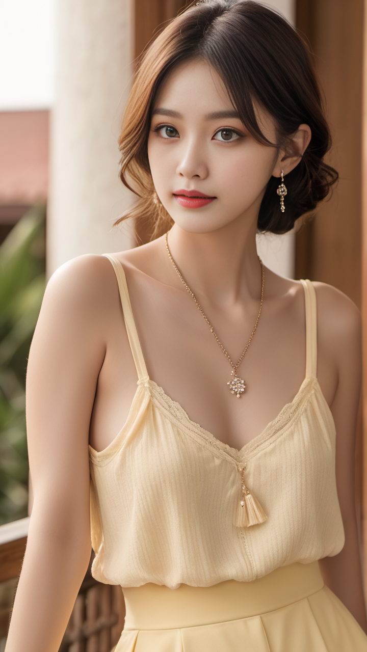 日韩小姐姐穿上吊带背心超级显高挑高清写真美图