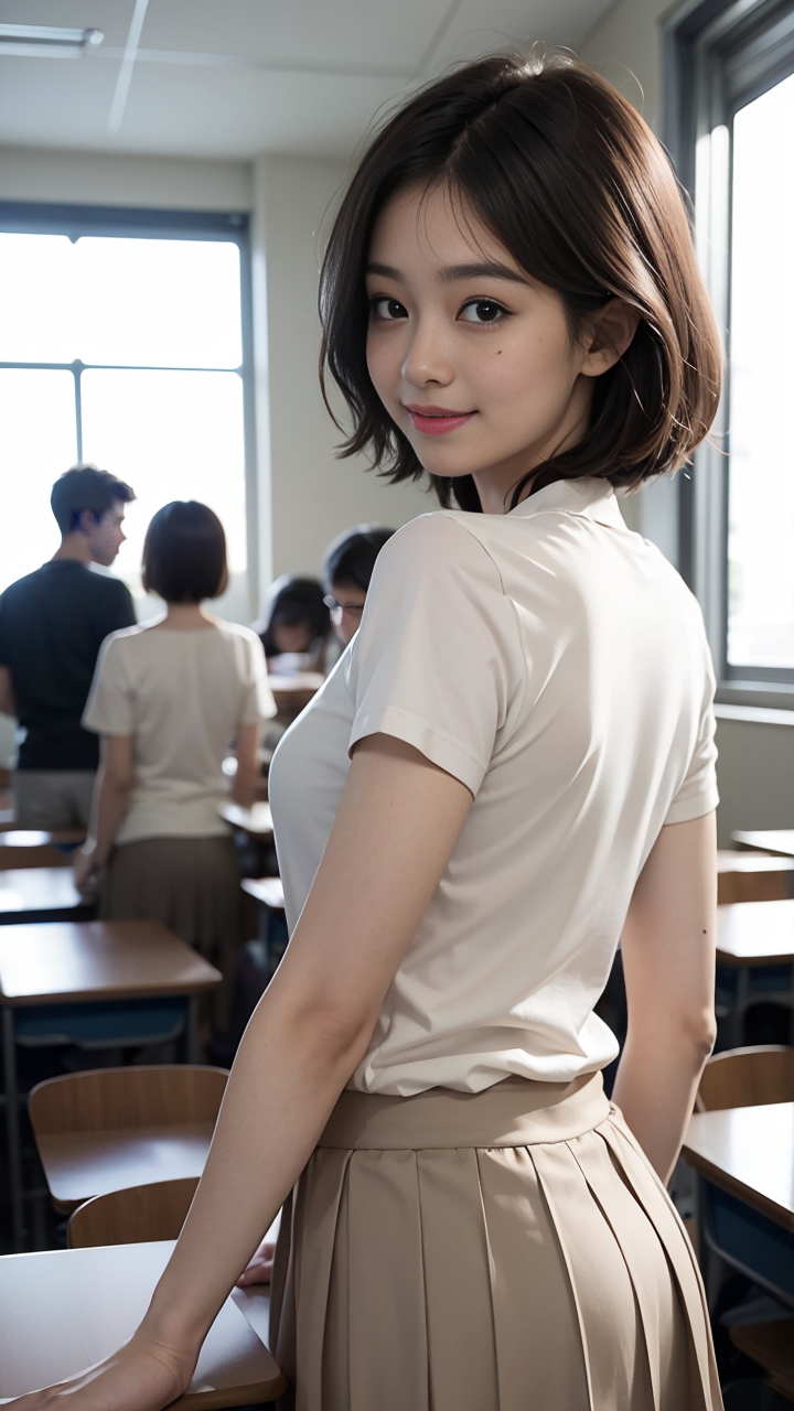 校园纯真学生妹短袖衬衫搭配百褶短裙尽显端庄气质高清写真美图