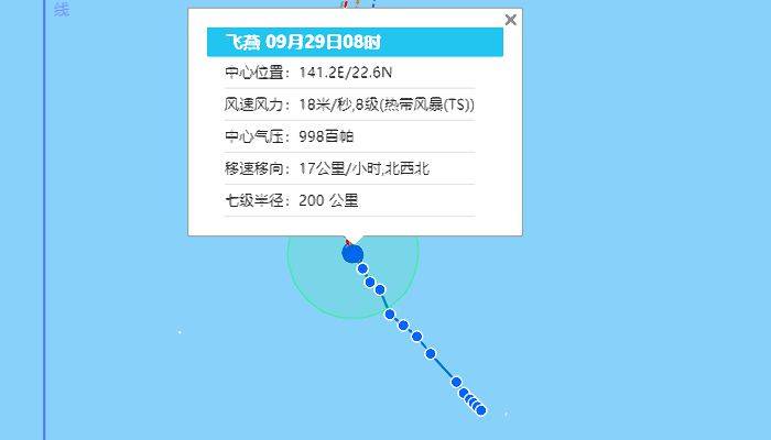 日本台风网台风路径图：台风“飞燕”将向日本东南部洋面靠近